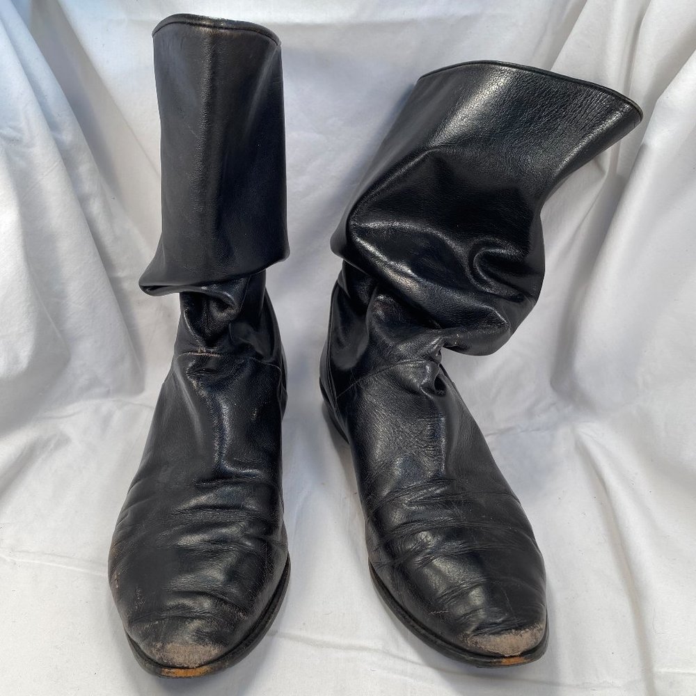 Black Leather Scrunch Boots